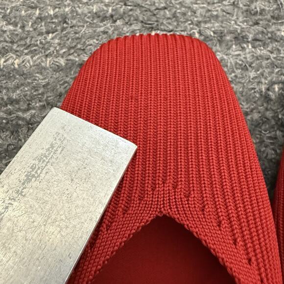 VIVAIA Shoes US 9 EURO 40.5 Square-Toe V-Cut Flats Margot 2.0 Red Ballet Knit - Picture 4 of 13